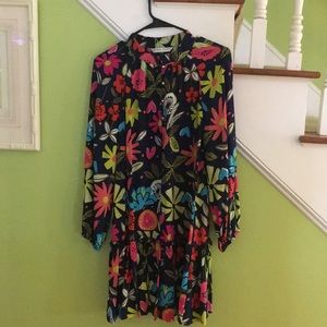 Trina Turk floral dress- never worn- Navy